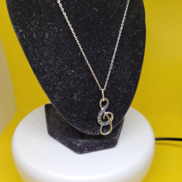Musical Note with Blue Diamond Accent Necklace - Picture 4 of 10